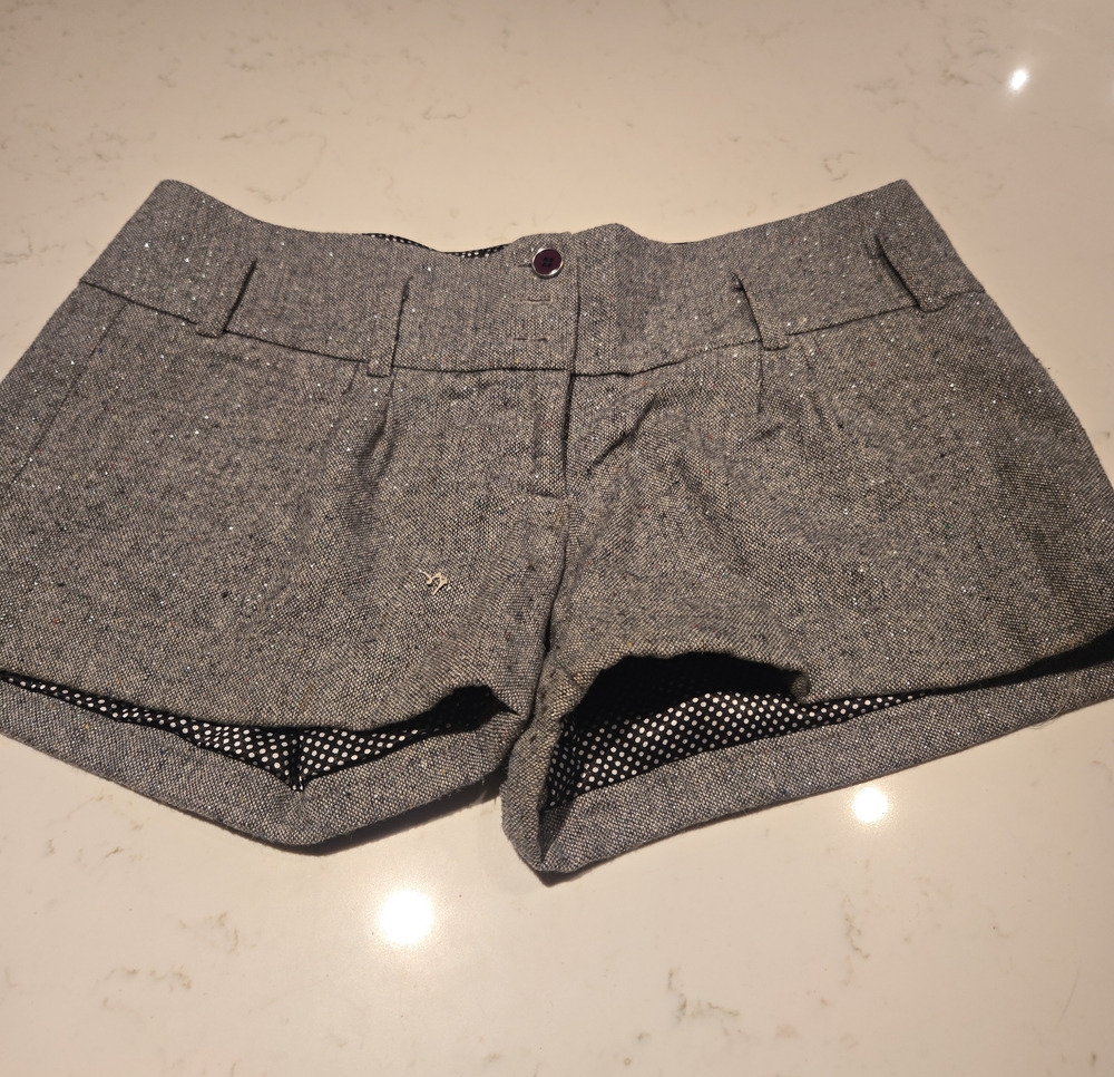 Guess Gray High-Waist Tweed Shorts